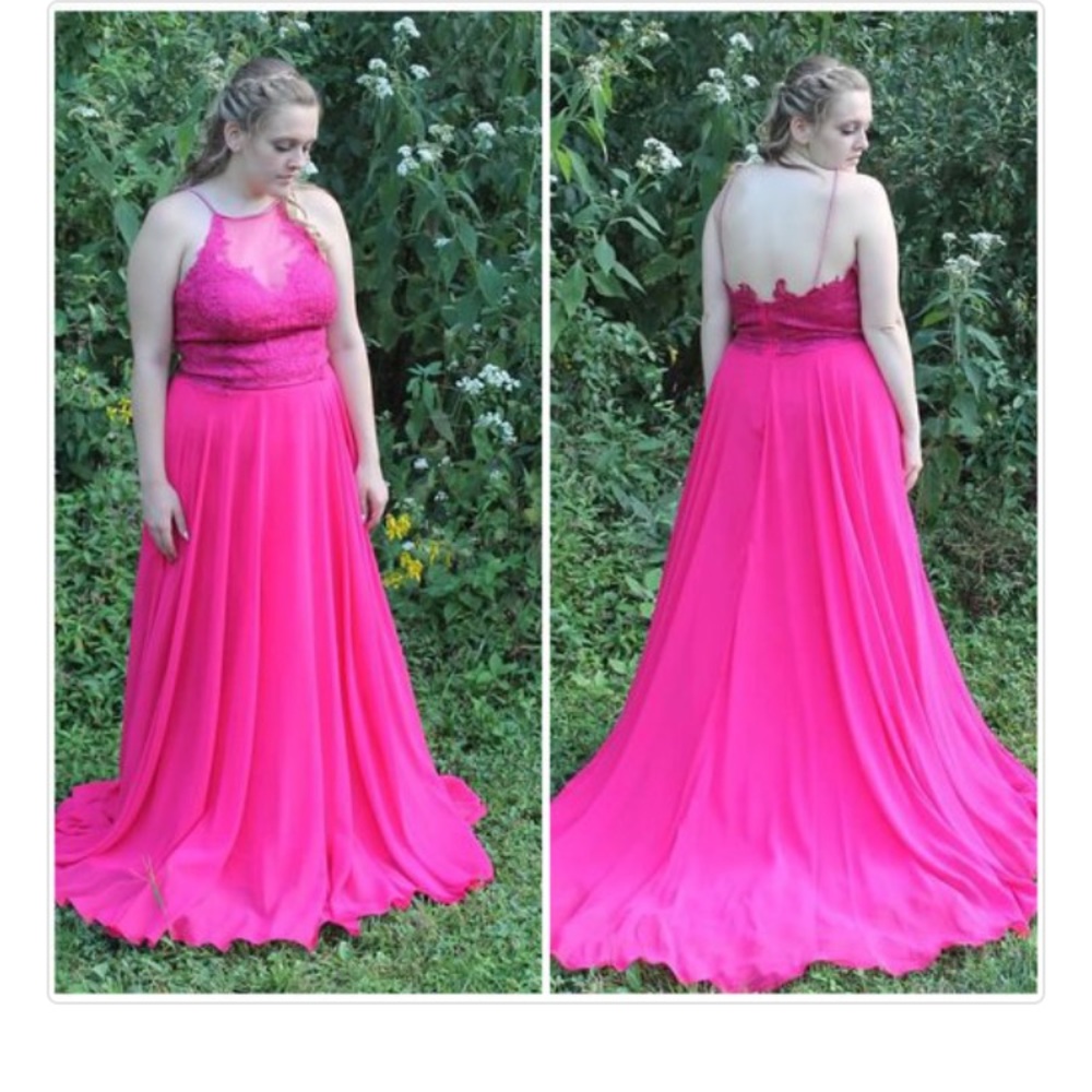 Dave and Johnny fuschia gown